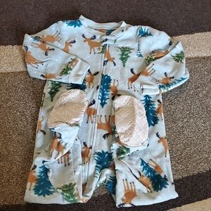 Carter's Blue and Brown Baby Footsie PJs